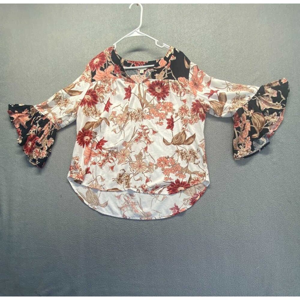 Est 1946 Womens Paisley Bell Sleeve Boho Peasant Blouse SZ L Hippie Gypsy
